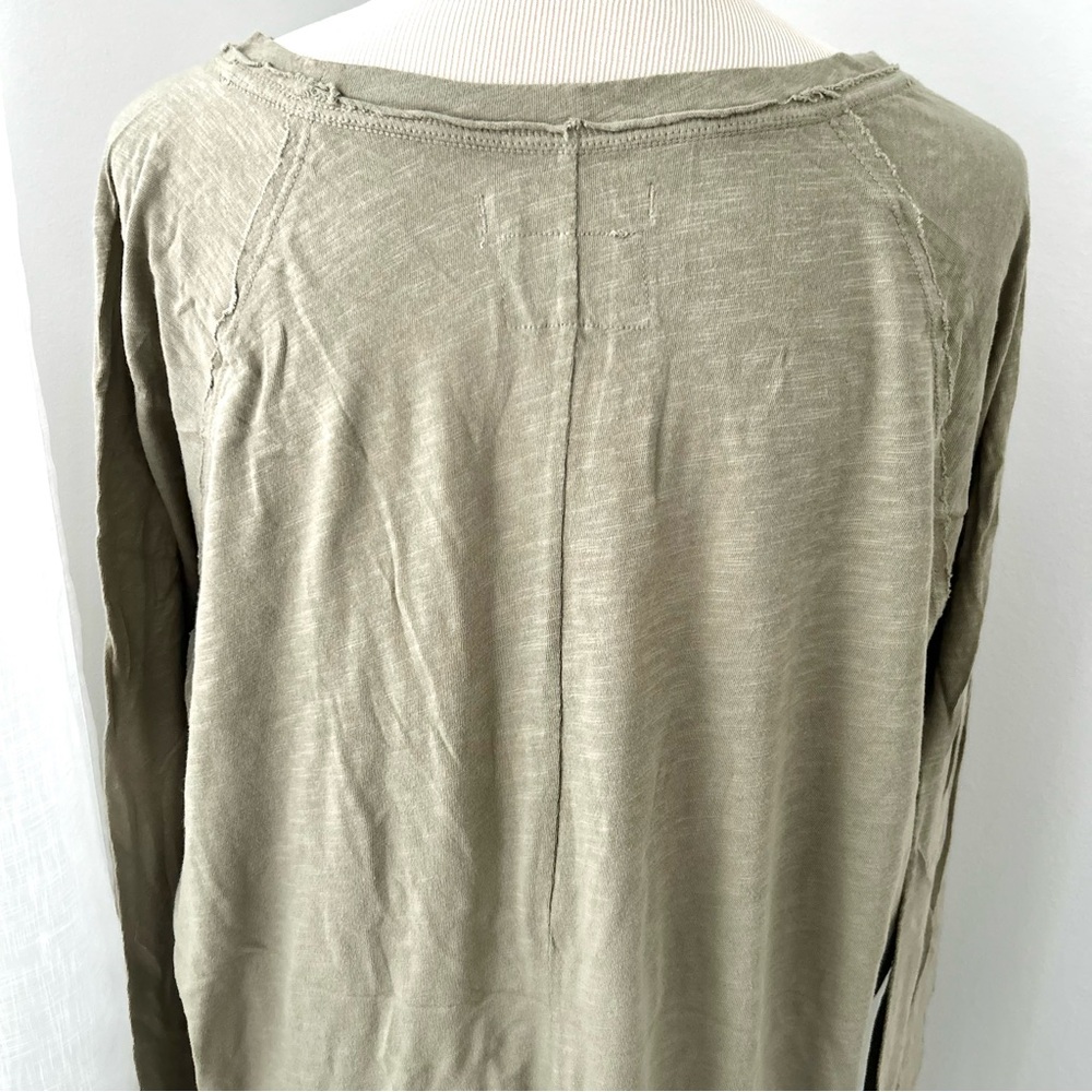 🍒(A272) NEW Free People Arden Long Sleeve Tee. Washed Olive Green. Size: Large - Picture 6 of 14